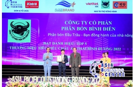 Công ty Cổ Phần phân bón Bình Điền nhận giải thưởng kép tại “Thương hiệu tiêu biểu Châu Á - Thái Bình Dương 2022” 